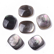 Natural Black Lip Shell Cabochons, Rectangle, Black, 10~11x9x3mm(SHEL-R047-13)