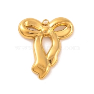 Ion Plating(IP) 304 Stainless Steel Pendants, Bowknot Charms, Real 18K Gold Plated, 18.5x11x2.5mm, Hole: 1.2mm(STAS-N103-182G-G)