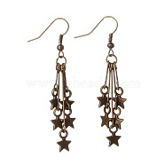 Dangling Tibetan Style Alloy Pendant Earrings, with Iron Earring Hooks, Antique Bronze, 58mm, Pin: 0.7mm(EJEW-JE01224)