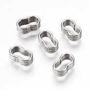 304 Stainless Steel Slide Charms, For Leather Cord Clasp Findings, Stainless Steel Color, 4.5x12.5x7mm, Hole: 5x10mm(STAS-G187-27P)