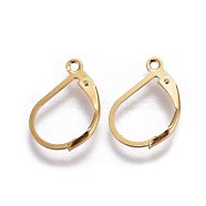 304 Stainless Steel Leverback Earring Findings, with Loop, Golden, 16x10.6x1.6mm, Hole: 1.2mm(STAS-L221-09G)