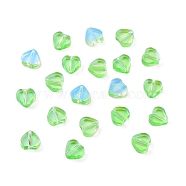 Transparent Glass Pendants,  Heart, Lime, 5.5x6x2mm, Hole: 1mm(GGLA-Z002-03C)