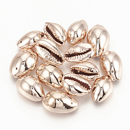 Plated Cowrie Shell Pendants, Rose Gold, 14~20x9~14x7~10mm, Hole: 1mm(SSHEL-Q305-02A-03)