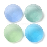 Frosted Glass Rhinestone Cabochons, Faceted, Pointed Back, Flat Round, Mixed Color, 27x9mm(RGLA-G022-04A)