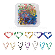 120 Pcs 12 Styles Paper Clips, Teardrop & Heart, Mixed Color, 10pcs/box(TOOL-TA0001-03)
