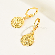 Brass Fashionable Casual Coin Women's Earrings Ear Decorations Ear Drops, Real 18K Gold Plated, 28x12mm(IN1664)