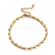 Ion Plating(IP) 304 Stainless Steel Oval Ball Chain Bracelets for Women, Golden, 6-3/4 inch(17cm)(BJEW-C046-01G)