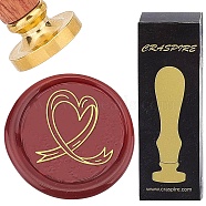 Brass Wax Seal Stamps with Rosewood Handle, for DIY Scrapbooking, Heart, 25mm(AJEW-WH0412-0205)