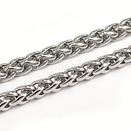 304 Stainless Steel Wheat Chains, Foxtail Chain, Unwelded, Stainless Steel Color, 10x7x2mm(CHS-L001-30-7mm)