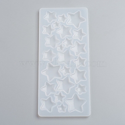 Silicone Molds, Resin Casting Molds, For UV Resin, Epoxy Resin Jewelry Making, Star, White, 175x75x5mm, Inner Size: 9~24x9~29mm(X-DIY-G017-B07)