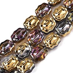 Electroplate Glass Beads Strands, Flower, Gold, 12x10x6~6.5mm, Hole: 1mm, about 55pcs/strand, 26.93''(68.4cm)(EGLA-T021-05L)