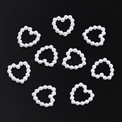 Rainbow ABS Plastic Imitation Pearl Linking Rings, Gradient Mermaid Pearl, Heart, Creamy White, 11x11x2mm, Inner Measure: 5.5x7mm, about 1000pcs/bag(OACR-T015-04-14)