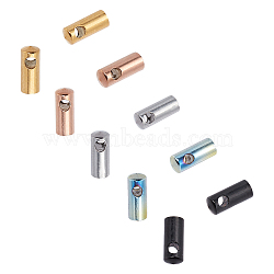 PVD Vacuum Plating 304 Stainless Steel Cord Ends, End Caps, Column, Rainbow Color, 7.5x3mm, Hole: 1.5mm, Inner Diameter: 2.5mm, 5 colors, 8pcs/color, 40pcs/box(STAS-UN0010-53)