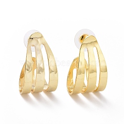 Brass Stud Earrings, with Ear Nuts and 925 Sterling Silver Pin, Golden, 27x16.5mm, Pin: 0.7mm(EJEW-L234-12G)