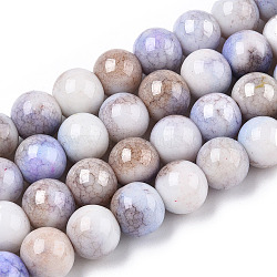 Opaque Crackle Glass Round Beads Strands, Imitation Stones, Round, Medium Slate Blue, 10mm, Hole: 1.5mm, about 80pcs/strand, 30.31~31.10 inch(77~79cm)(GLAA-T031-10mm-01B-A)