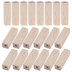Unfinished Wood Drilled Short Pen Blanks, Rectangle, Blanched Almond, 64x17x17mm, Hole: 6.5mm(WOOD-WH0064-09)