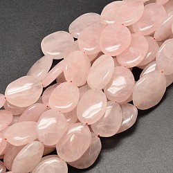 Natural Rose Quartz Nuggets Beads Strands, 22~30x17~25x6mm, Hole: 1mm, about 12~14pcs/strand, 15.7 inch(G-P091-25B)
