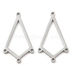 Non-Tarnish 304 Stainless Steel Chandelier Component Links, Laser Cut, Kite, 25x14.5x1mm, Hole: 1.2mm(STAS-B056-07P-03)