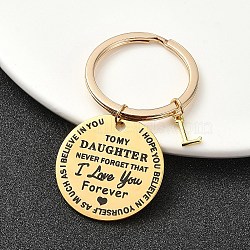 Valentine's Day Brass & 201 Stainless Steel Keychain, with Alloy Rings, Letter L, 6.2cm(KEYC-YW00097-12)