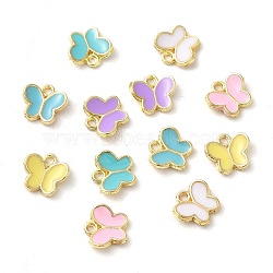 Alloy Enamel Charms, Butterfly Charm, Golden, Mixed Color, 8x8.4x2mm, Hole: 1.2mm(ENAM-Q507-04G)