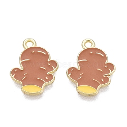 Alloy Enamel Pendants, Ginger Charms, Golden, 17.5x13x1mm, Hole: 1.6mm(ENAM-Q003-06G)