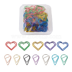120 Pcs 12 Styles Paper Clips, Teardrop & Heart, Mixed Color, 10pcs/box(TOOL-TA0001-03)