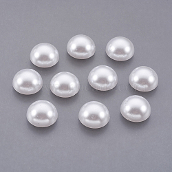 ABS Plastic Imitation Pearl Cabochons, Half Round, White, 12x6mm(X-SACR-S738-12mm-Z9)