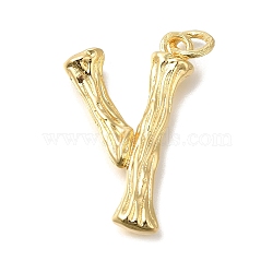 Rack Plating Brass Pendants, Glass Charms, Long-Lasting Plated, Cadmium Free & Lead Free, Real 18K Gold Plated, Letter Y, 36x22.5x5.8mm, Hole: 5mm(KK-I721-01G-Y)