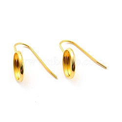304 Stainless Steel Earring Hooks, with Cabochon Settings, Flat Round, Real 18K Gold Plated, 20mm, 21 Gauge, Pin: 0.7mm, Tray: 10mm(STAS-C044-01B-G)