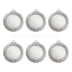 6Pcs Alloy Pendant Cabochons Settings, Blank Medal Award Trophy Insert Holder, Silver, Tray: 43.5mm, 66.5x60x2.5mm, Hole: 4.5mm(FIND-FG0002-36S)