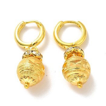 Clear Cubic Zirconia Oval Dangle Hoop Earrings, Brass Jewelry for Women, Golden, 28mm, Pin: 0.8mm