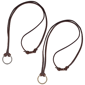 2Pcs 2 Colors Alloy Cowhide Leather Cords Neck Cord, EyeGlass Holder, Mixed Color, 890x4x1.6mm, 1pc/color