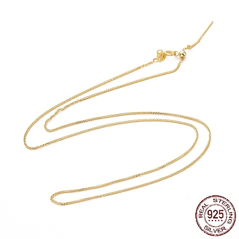 925 Sterling Silver Wheat Chains Necklace for Women, Real 18K Gold Plated, 17.72 inch(45cm)