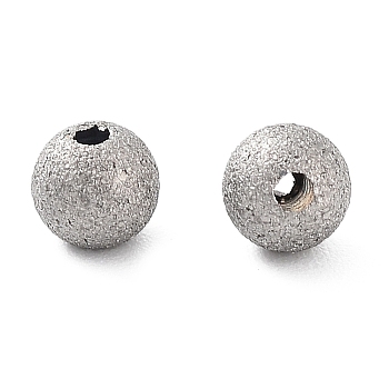 Titanium Beads, Round, Textured, Stainless Steel Color, 4x3.8mm, Hole:1mm