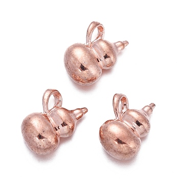 Brass Charms, Long-Lasting Plated, Gourd, Rose Gold, 10.5x7x5mm, Hole: 2mm