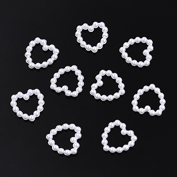 Rainbow ABS Plastic Imitation Pearl Linking Rings, Gradient Mermaid Pearl, Heart, Creamy White, 11x11x2mm, Inner Measure: 5.5x7mm, about 1000pcs/bag