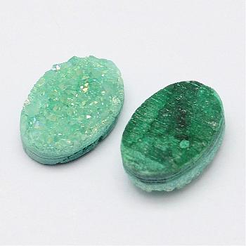 Natural Crystal Cabochons, Dyed, Oval, Green, 12x8x5mm