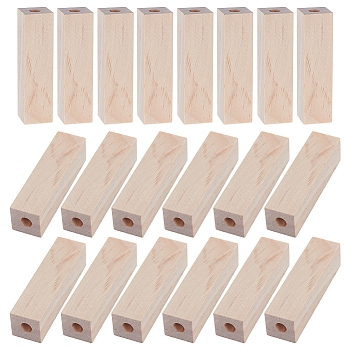 Unfinished Wood Drilled Short Pen Blanks, Rectangle, Blanched Almond, 64x17x17mm, Hole: 6.5mm