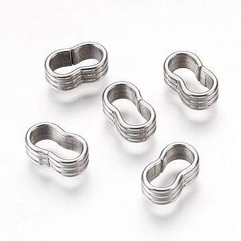 304 Stainless Steel Slide Charms, For Leather Cord Clasp Findings, Stainless Steel Color, 4.5x12.5x7mm, Hole: 5x10mm