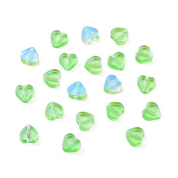 Transparent Glass Pendants,  Heart, Lime, 5.5x6x2mm, Hole: 1mm