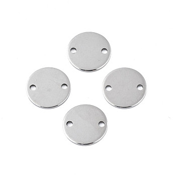 304 Stainless Steel Connector Charms, Stamping Blank Tag, Flat Round, Stainless Steel Color, 10x0.5mm, Hole: 1.2mm