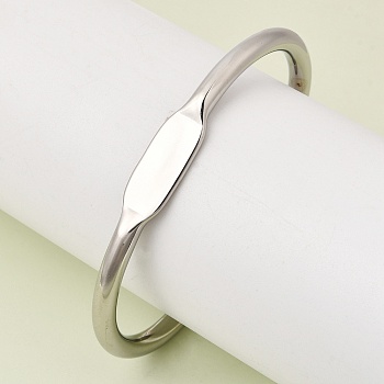 304 Stainless Steel Cuff Bangles, Torque Bangles for Women, Stainless Steel Color, Inner Diameter: 2.09 inch(5.3cm)x2.72 inch(6.9cm)