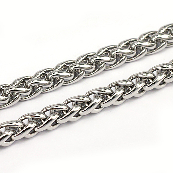 304 Stainless Steel Wheat Chains, Foxtail Chain, Unwelded, Stainless Steel Color, 10x7x2mm