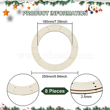 Fingerinspire 8個 クラフト用リースフレーム(WOOD-FG0001-35)-2