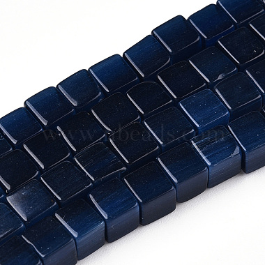 Dark Blue Cube Glass Beads