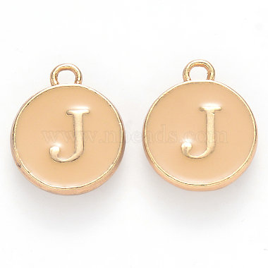 Golden Wheat Flat Round Alloy+Enamel Charms