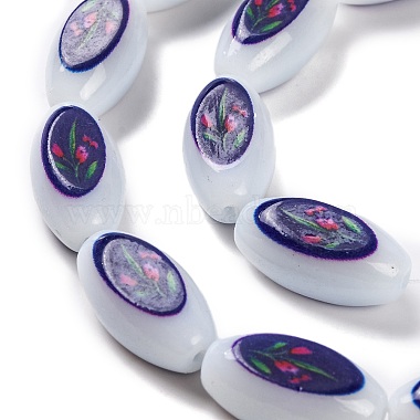 Printing Glass Oval Beads for Necklaces Bracelets Making(GLAA-B020-01A-14)-4