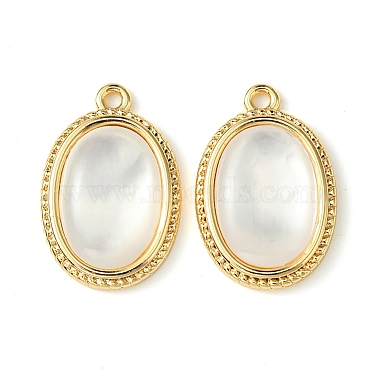 Real 18K Gold Plated WhiteSmoke Oval Shell Pendants