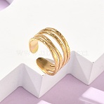 Adjustable 304 Stainless Steel Cuff Open Rings for Women, Golden, Adjustable, 11mm(RJEW-Z122-03G-06)