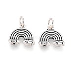925 Sterling Silver Rainbow Charms, with Jump Rings and Jump Rings, Antique Silver, 10x11x2mm, Hole: 3mm(STER-N016-66AS)